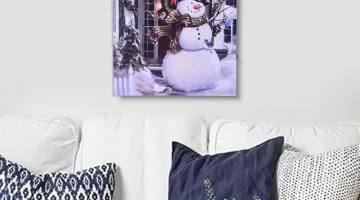 Digital wall art Homesmart Multi Color Canvas 3-LED Snowman Christmas Painting