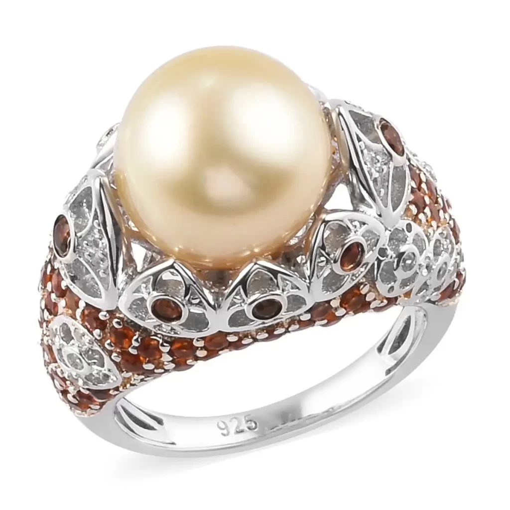 Gemini healing stone pearl South Sea Pearl and Multi Gemstone Ring 