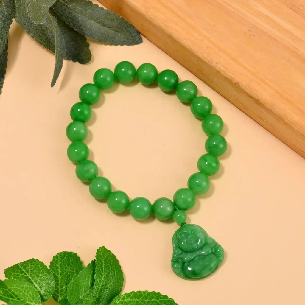 Green Jade Carved Buddha Wealth Bracelet