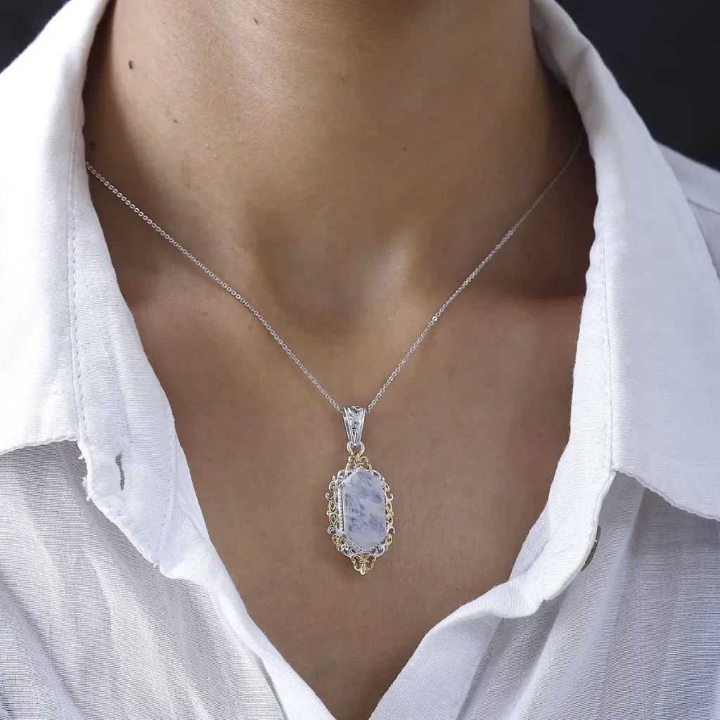 Best stone for Gemini woman Kuisa Rainbow Moonstone Pendant Necklace