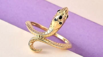 Black and Gold Jewelry Yellow Gold Black Diamond Snake Ring