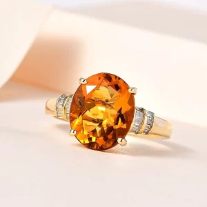 Luxoro 10K Yellow Gold Premium Santa Ana Madeira Citrine and Diamond Ring