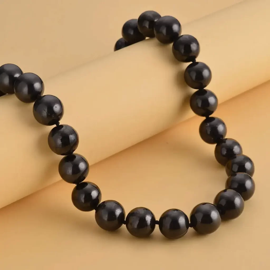 Shungite Beaded Gemstone Necklace for Chakra Healing