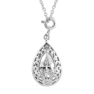 Lustro Stella Made with Finest CZ Stud and Dangle Earrings or Drop Pendant Necklace 20 Inches Set in Platinum Over Sterling Silver 6.40 ctw
