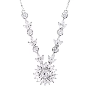 Lustro Stella Finest CZ Floral Necklace 18 Inches in Sterling Silver 11.90 ctw
