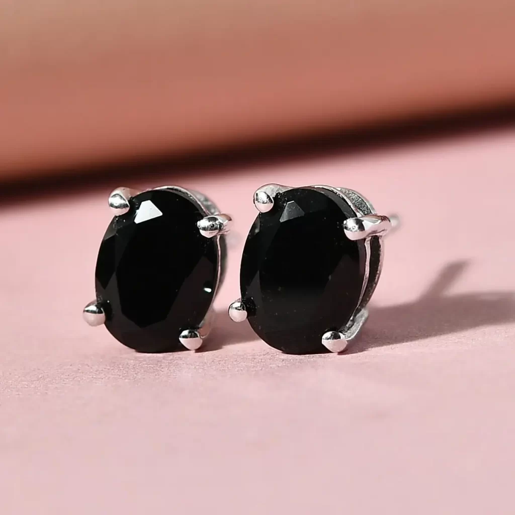 black gemstone earrings