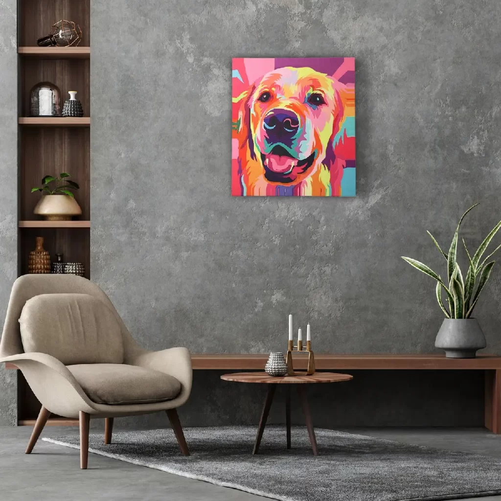Canvas Framed Digital Dog Print Wall Hanging Painting
