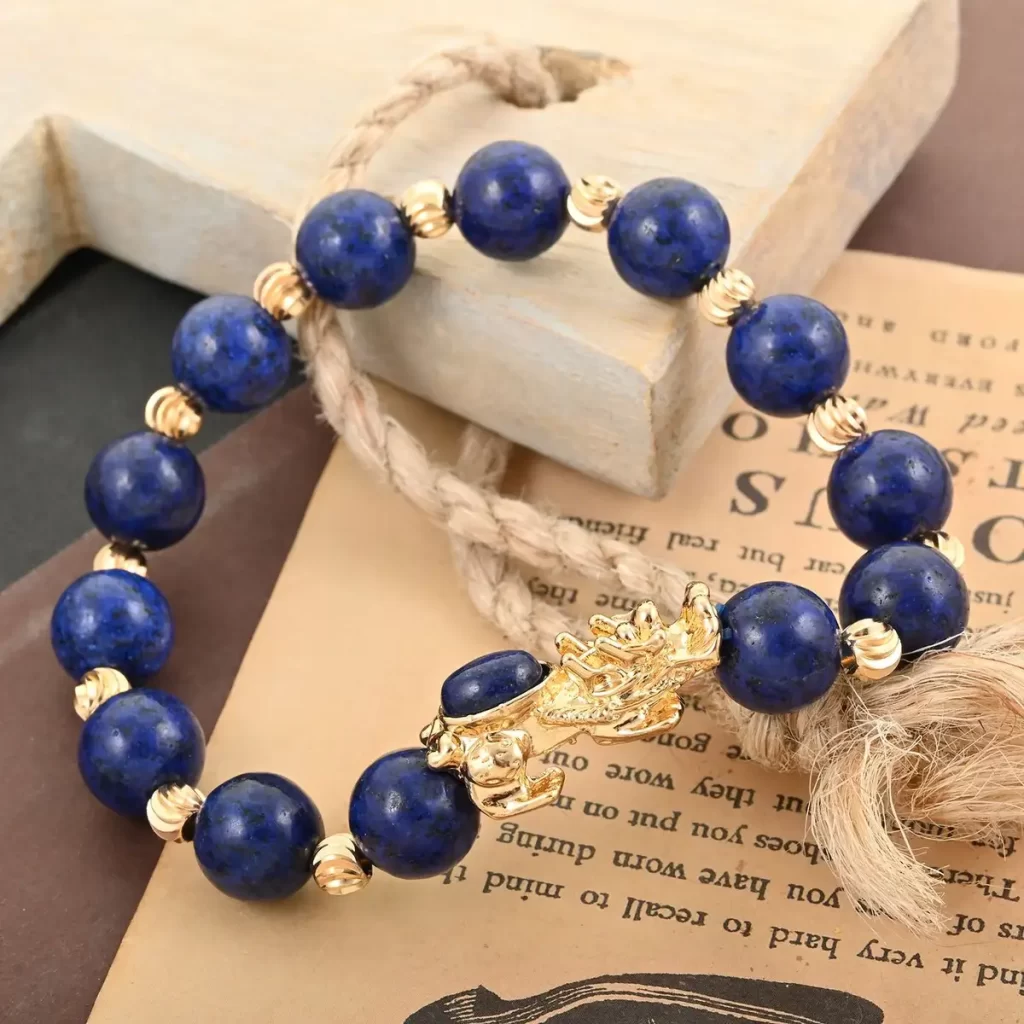 Pixiu Feng Shui Lapis Lazuli Beaded Bracelet