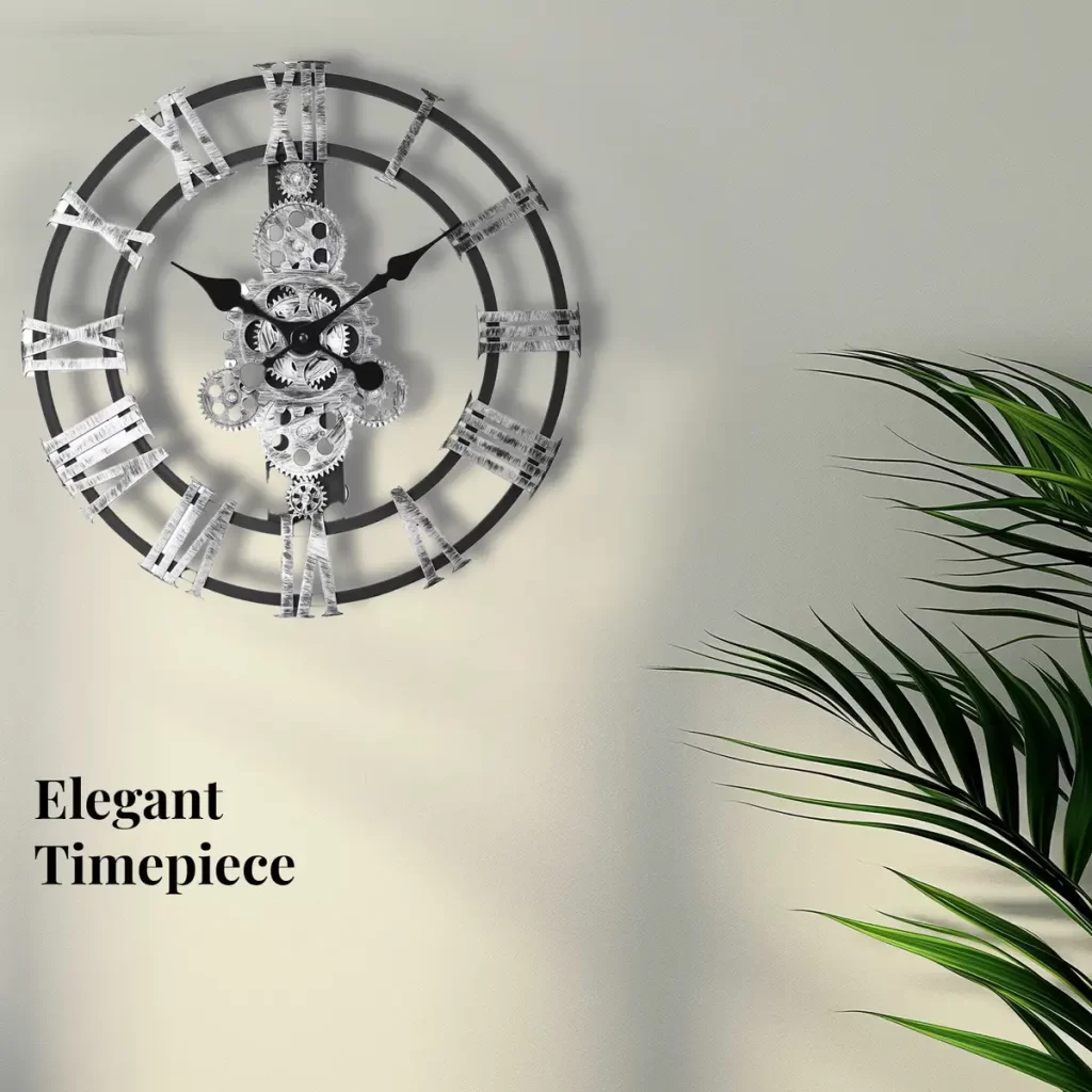 Aesthetic wall clock Silver Color Gear Wall Clock for Cancerian sign
