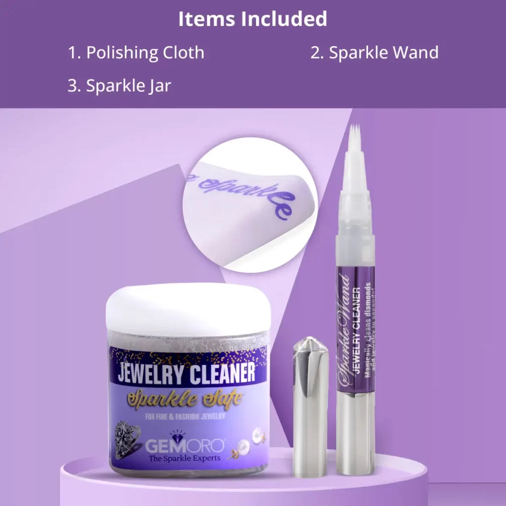 GEMORO Sparkle Wand Sparkle Safe Jewelry Cleaner and Polishing Cloth 3 Piece Set