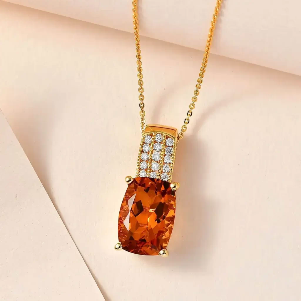 citrine metaphysical properties AAA Santa Ana Madeira Citrine and Moissanite Pendant Necklace