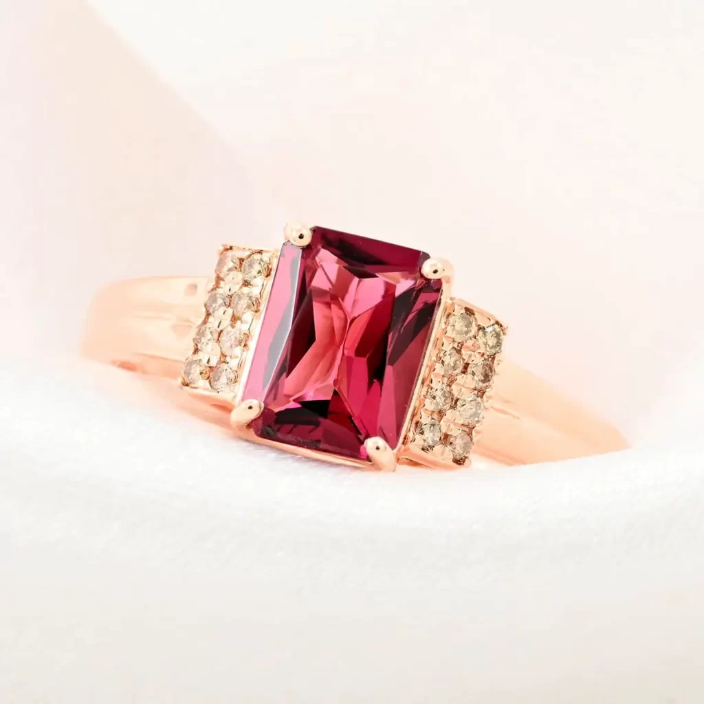 unique engagement rings Certified & Appraised Luxoro 14K Rose Gold AAA Ouro Fino Rubellite