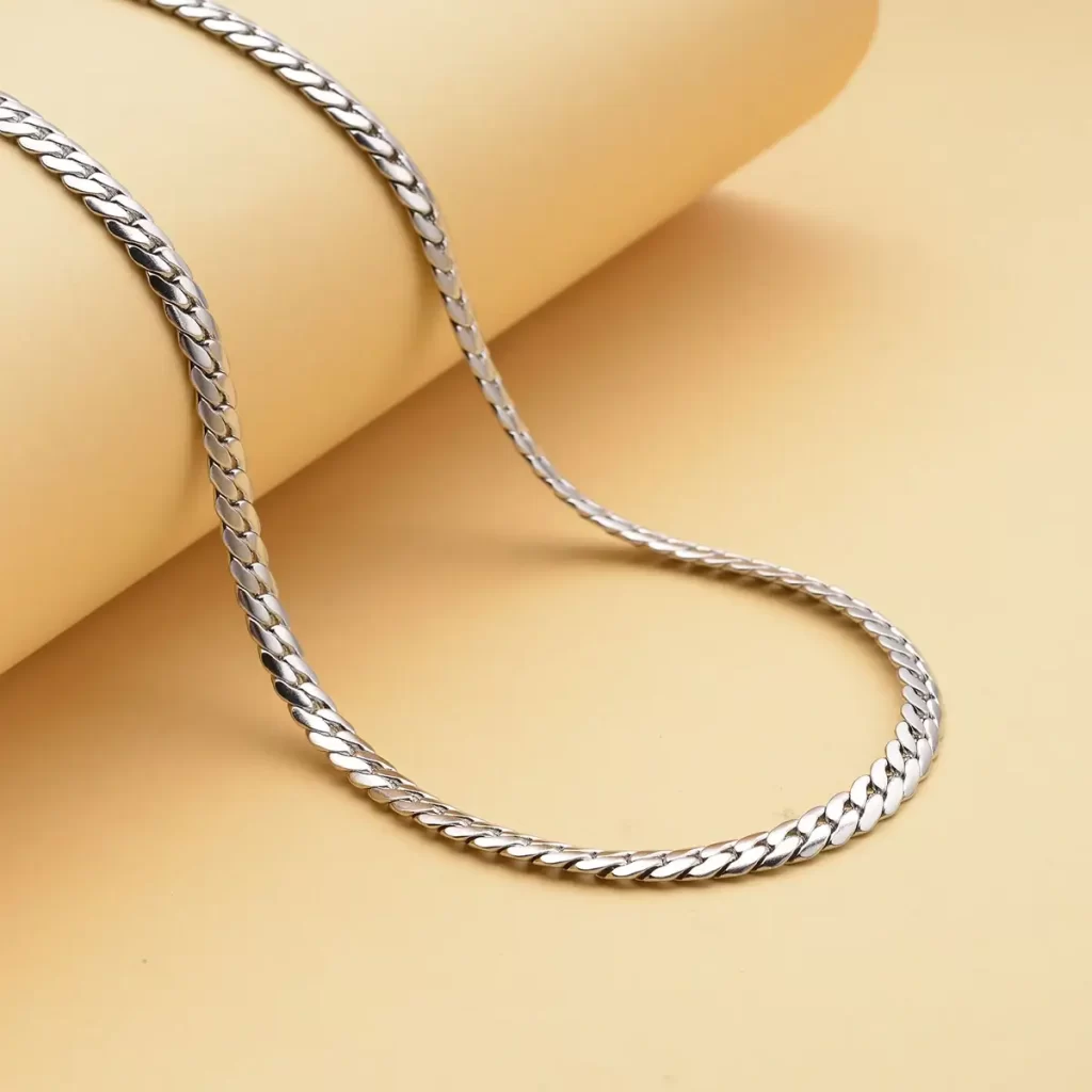 Curb Chain Lariat Necklace in Stainless Steel