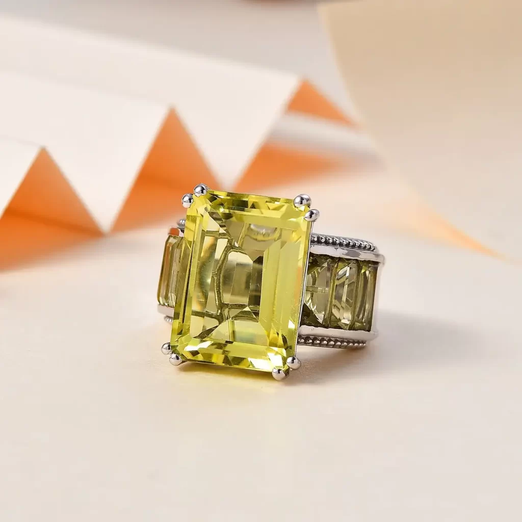 August month birth color green Karis Lemon Quartz Ring