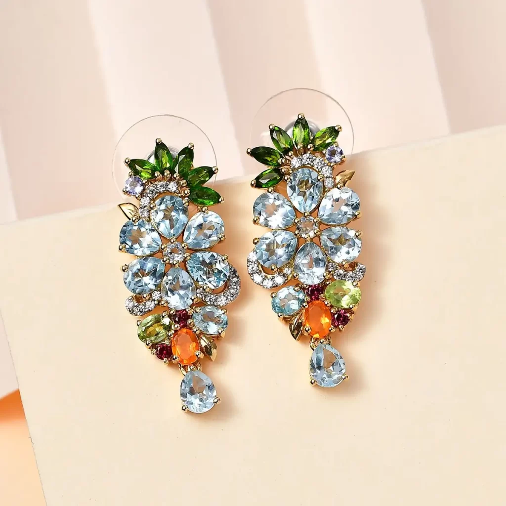 best accessories Multi Gemstone Floral Earrings