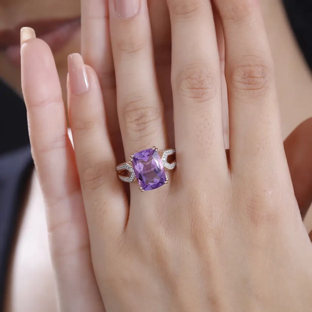 Violet gemstone Rose De Morocco Amethyst Ring