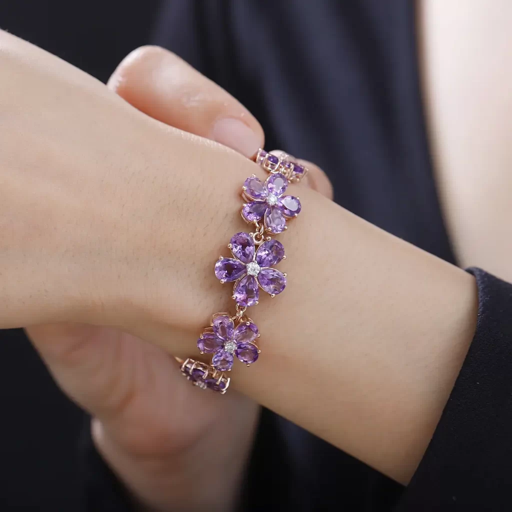 Violet Gemstone Amethyst Bracelet