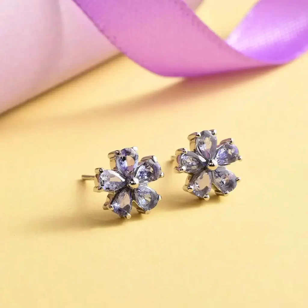 Demure meaning jewelry tanzanite Floral Stud Earrings