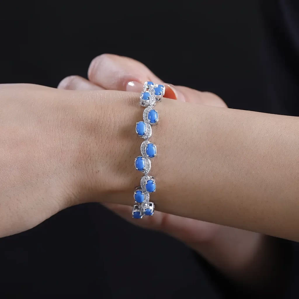 rare blue gemstones bracelet Ceruleite